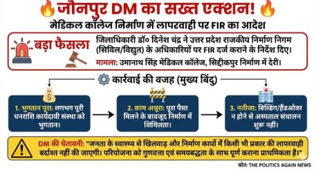 जौनपुर DM का ‘हंटर’: मेडिकल कॉलेज निर्माण में देरी पर भड़के, निर्माण निगम के अधिकारियों पर FIR दर्ज करने का आदेश