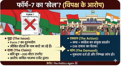 जौनपुर में ‘वोट चोरी’ पर बवाल: सपा-कांग्रेस का संयुक्त मोर्चा, DM दफ्तर घेरकर बोले- ‘फॉर्म 7 से गेम कर रही BJP, नहीं सहेंगे’