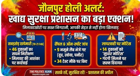 होली से पहले जौनपुर में मिलावटखोरों पर बड़ा एक्शन: दूध, खोया और पनीर के नमूने लिए गए, 14 दुकानों को थमाया नोटिस