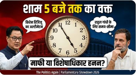 “शाम 5 बजे तक माफी मांगें राहुल गांधी, वरना…”: किरेन रिजिजू का अल्टीमेटम, गलतबयानी पर विशेषाधिकार हनन प्रस्ताव की तैयारी