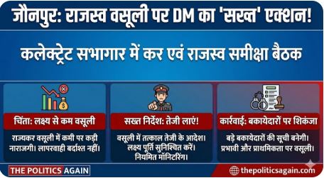 जौनपुर: राजस्व वसूली में लापरवाही पर DM डॉ. दिनेश चंद्र सख्त, बड़े बकायेदारों की सूची तैयार कर कड़े एक्शन के निर्देश