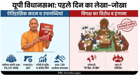 UP Assembly: योगी सरकार ने पेश किया पहला ‘इकोनॉमिक सर्वे’, सपा के ‘गो बैक’ के नारों के बीच राज्यपाल का अभिभाषण, कार्यवाही स्थगित