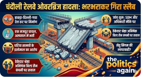 चंदौली: रेलवे ओवरब्रिज का स्लैब गिरा