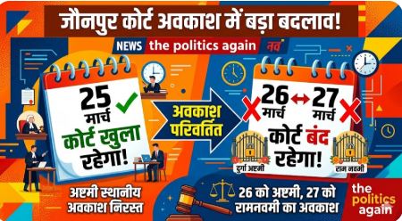 जौनपुर कोर्ट में छुट्टियों में बदलाव, 25 मार्च को खुला रहेगा न्यायालय