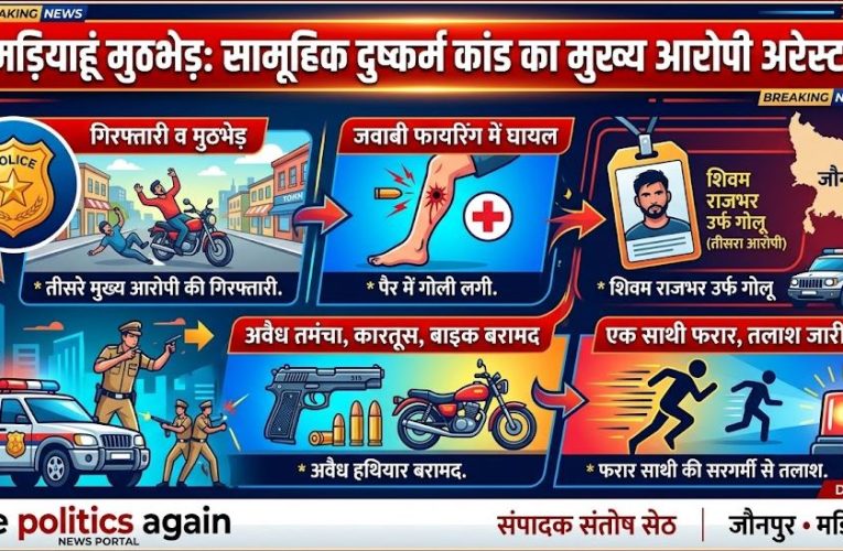 जौनपुर मुठभेड़: मड़ियाहूं में किशोरी से सामूहिक दुष्कर्म का आरोपी गिरफ्तार