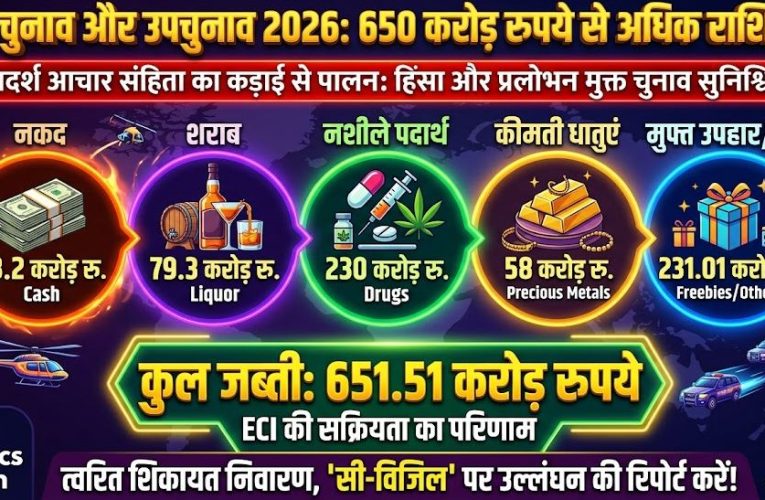 चुनाव 2026: पांच राज्यों में अब तक 650 करोड़ रुपये से अधिक की जब्ती