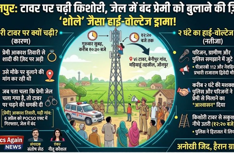 Jaunpur :  टावर पर चढ़ी किशोरी, मड़ियाहूं में ‘शोले’ जैसा हाई-वोल्टेज ड्रामा