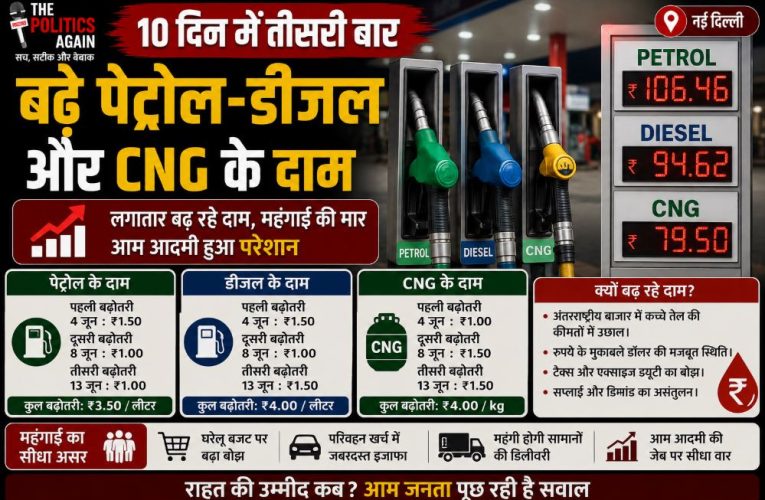 10 दिन में तीसरी बार बढ़े पेट्रोल-डीजल और CNG के दाम