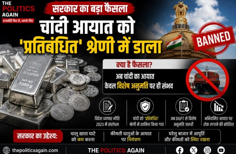 सरकार का बड़ा फैसला, चांदी आयात को ‘प्रतिबंधित’ श्रेणी में डाला