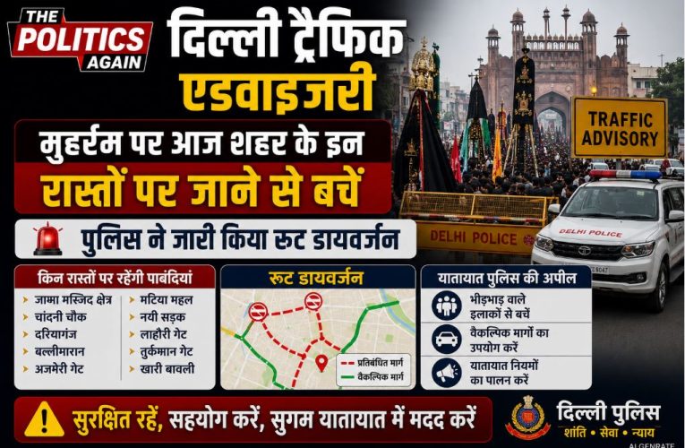 दिल्ली: मुहर्रम पर ट्रैफिक एडवाइजरी; घर से निकलने से पहले देखें पूरी लिस्ट