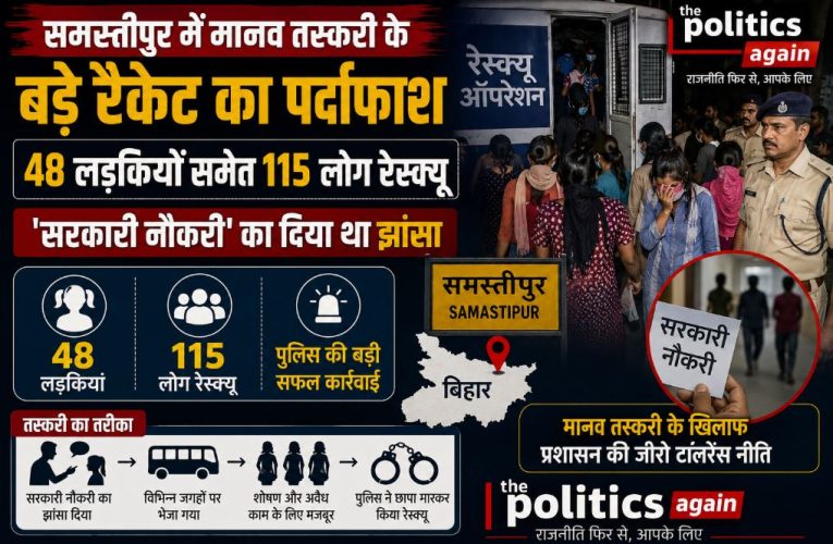 बिहार : समस्तीपुर में मानव तस्करी का भंडाफोड़, 115 युवक-युवतियां रेस्क्यू