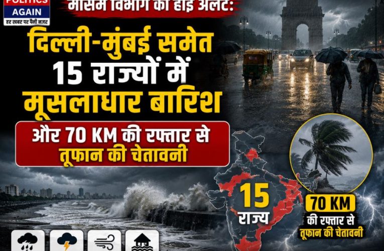 मौसम : भारत के 15 राज्यों में भारी बारिश का हाई अलर्ट जारी