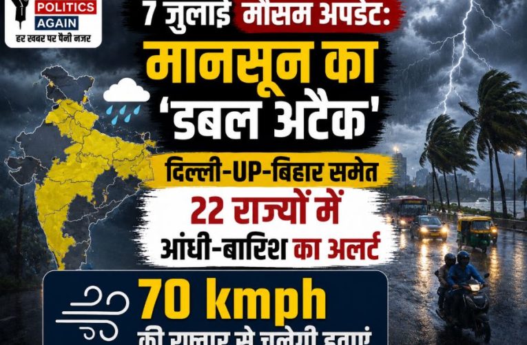 आज का मौसम 7 जुलाई: देश के 22 राज्यों में आंधी-बारिश का अलर्ट