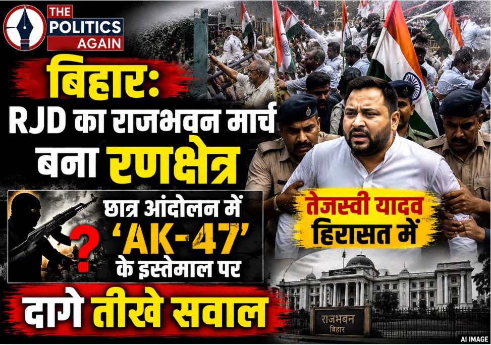 Police using water cannons on RJD workers during Raj Bhavan march led by Tejashwi Yadav in Patna, Bihar