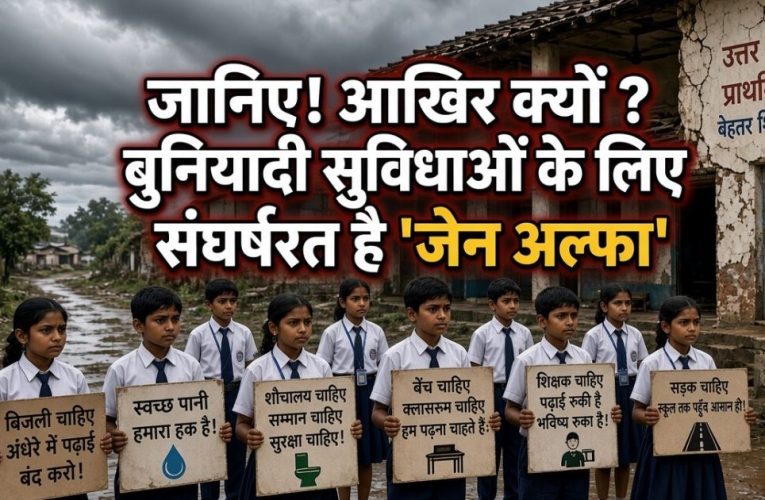 Generation Alpha school students protesting for basic infrastructure and better facilities across India