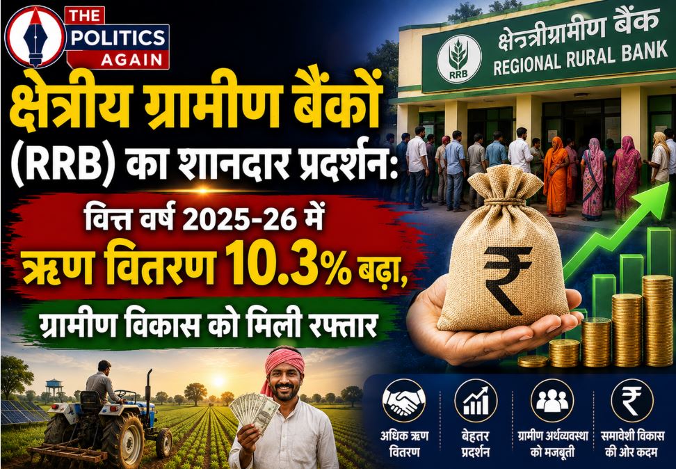 A graphical representation of Regional Rural Banks (RRB) loan growth showcasing agricultural and MSME financial inclusion in FY 2025-26