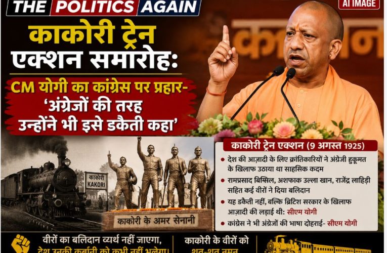 काकोरी ट्रेन एक्शन: CM योगी का कांग्रेस पर प्रहार, ‘यह डकैती नहीं’