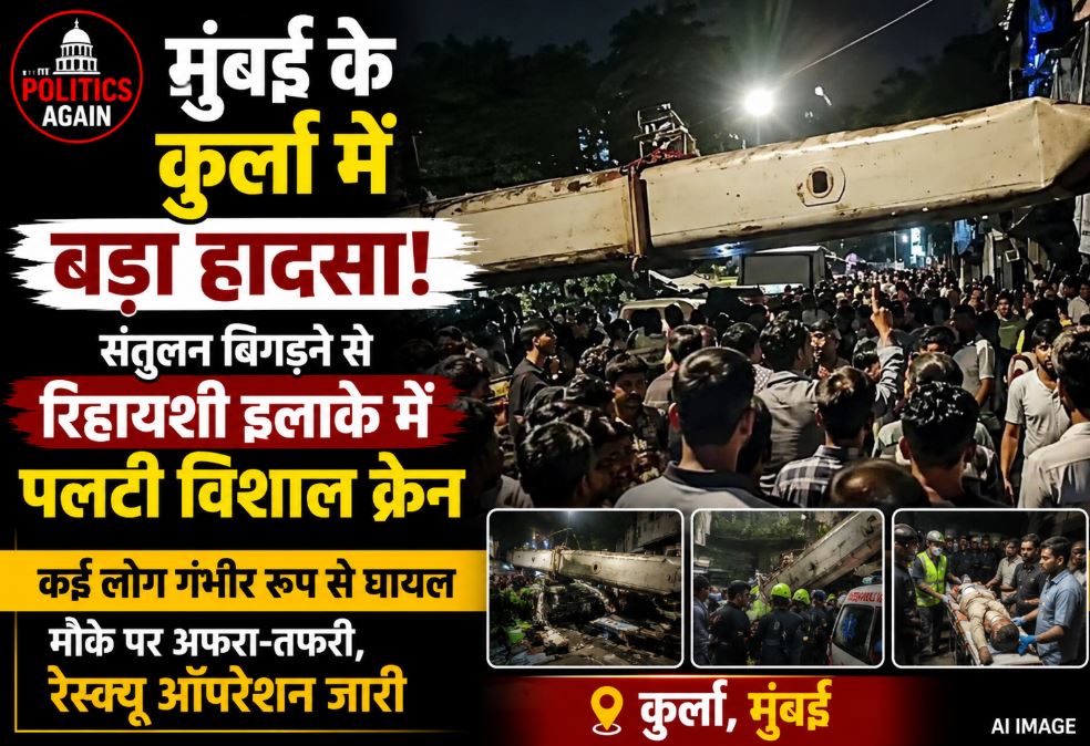 MMRDA crane collapsed on huts and overhead railway lines in Kurla Qureshi Nagar Mumbai injuring several people