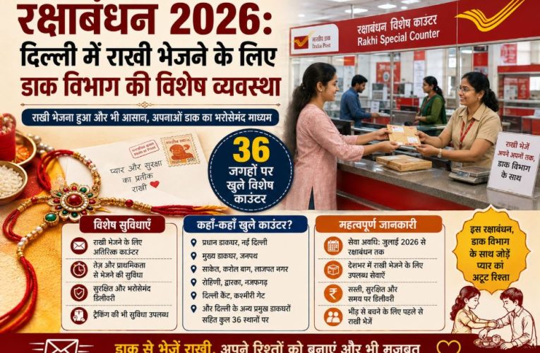 रक्षाबंधन 2026: दिल्ली में राखी भेजने के लिए डाक विभाग की विशेष व्यवस्था