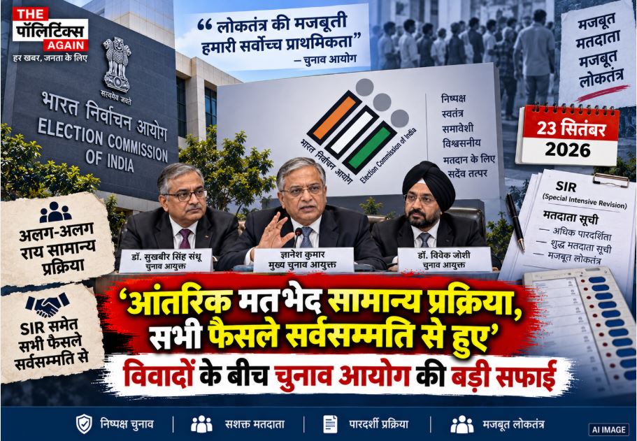 Official emblem and headquarters of the Election Commission of India, Nirvachan Sadan, in New Delhi