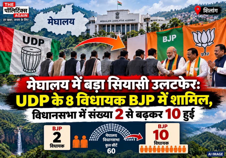 Eight UDP MLAs from Meghalaya officially joining the BJP in the presence of Union Minister Kiren Rijiju and Sambit Patra in New Delhi