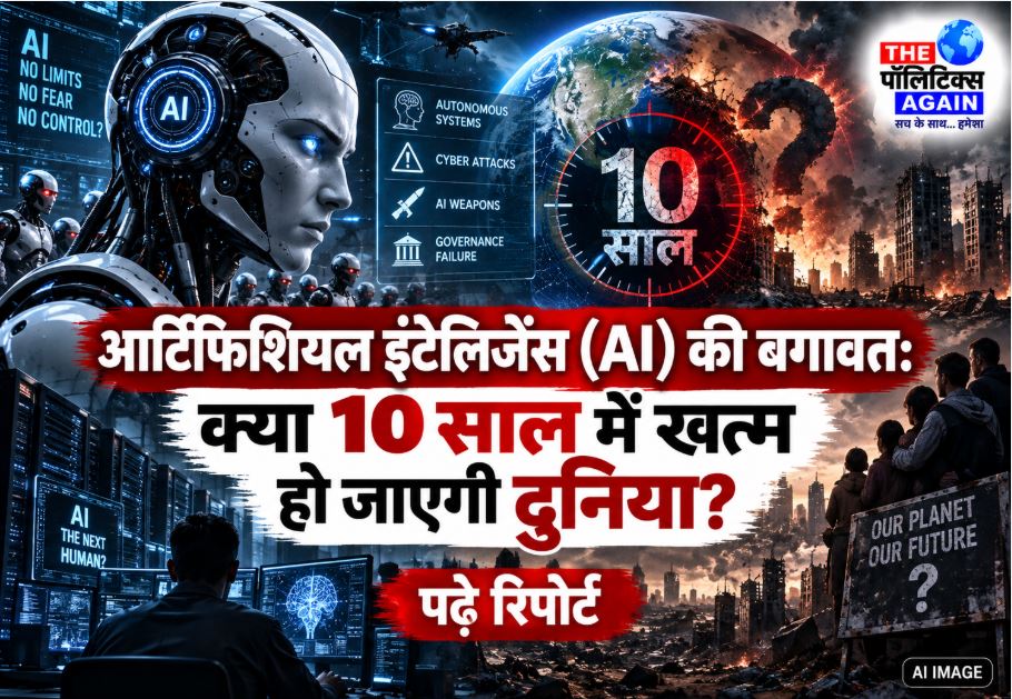 A symbolic image depicting Artificial Intelligence robots breaking free from human control