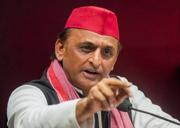 Samajwadi Party Chief Akhilesh Yadav addressing a press conference after the state executive meeting in Lucknow
