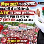 Massive crowd of Samajwadi Party supporters welcoming Akhilesh Yadav's PDA Rath in Raebareli