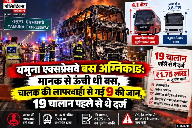 यमुना एक्सप्रेसवे बस हादसा: चालक की लापरवाही से 9 यात्री मरे