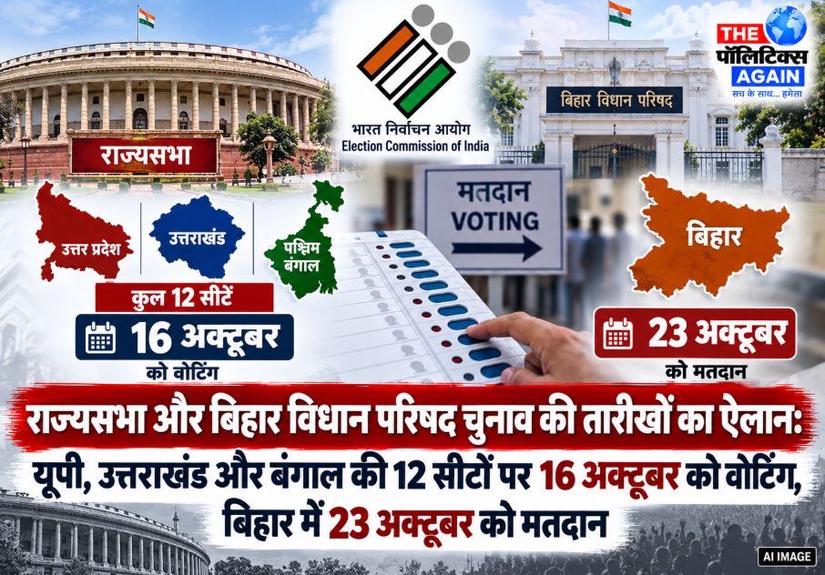 Graphic representation of the Election Commission of India announcement regarding Rajya Sabha and Bihar Legislative Council elections