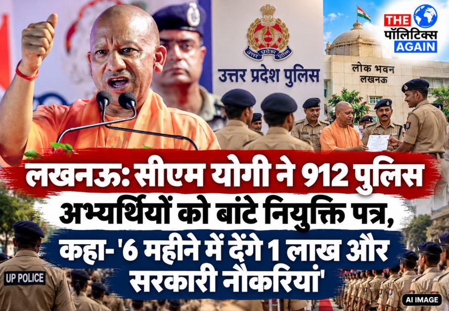 CM Yogi Adityanath distributing appointment letters to newly selected UP Police sub-inspectors and assistant sub-inspectors in Lucknow