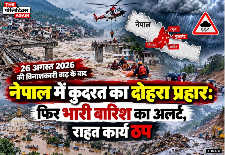 Rescue workers and heavy machinery struggling to clear debris from landslides on the Prithvi Highway in Nepal amidst heavy rains