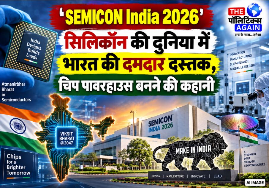 PM Narendra Modi inaugurating SEMICON India 2026 event showcasing India semiconductor manufacturing ecosystem