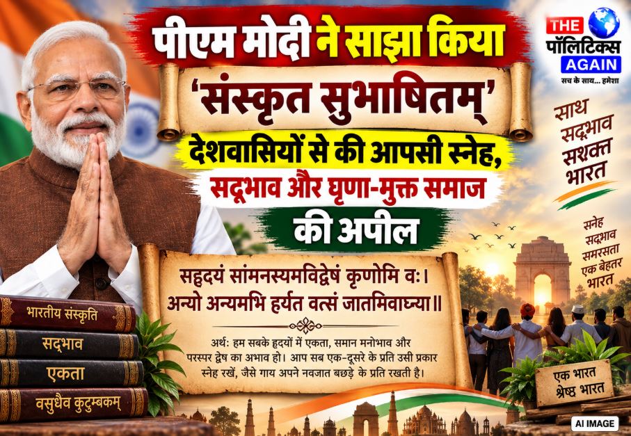 PM Narendra Modi sharing a Sanskrit Subhashitam emphasizing harmony and mutual understanding