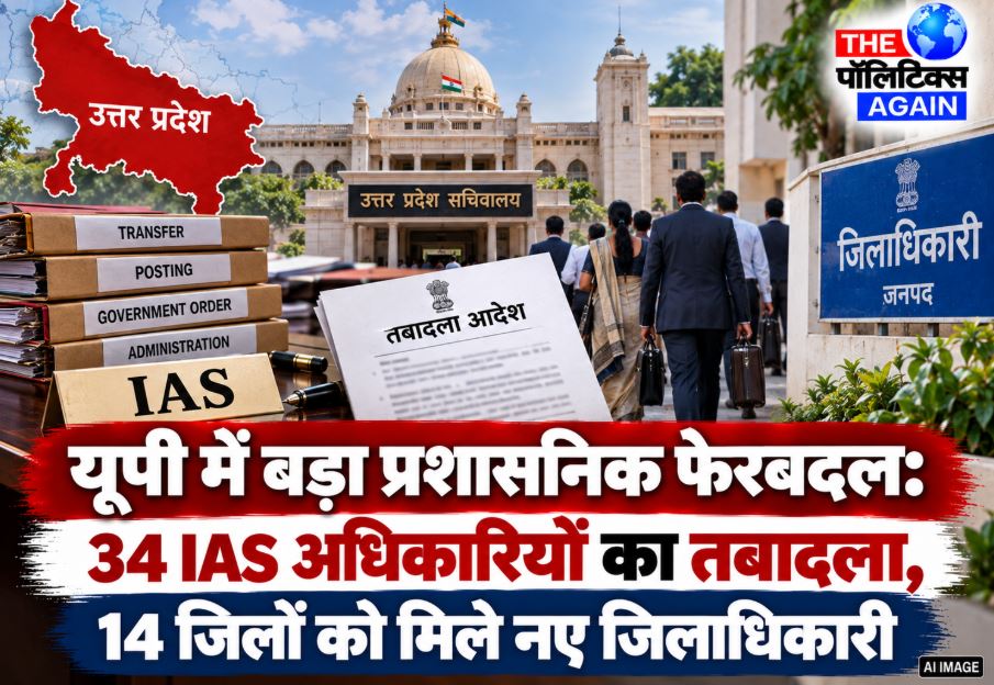 A symbolic image representing the Uttar Pradesh government bureaucracy and administrative headquarters