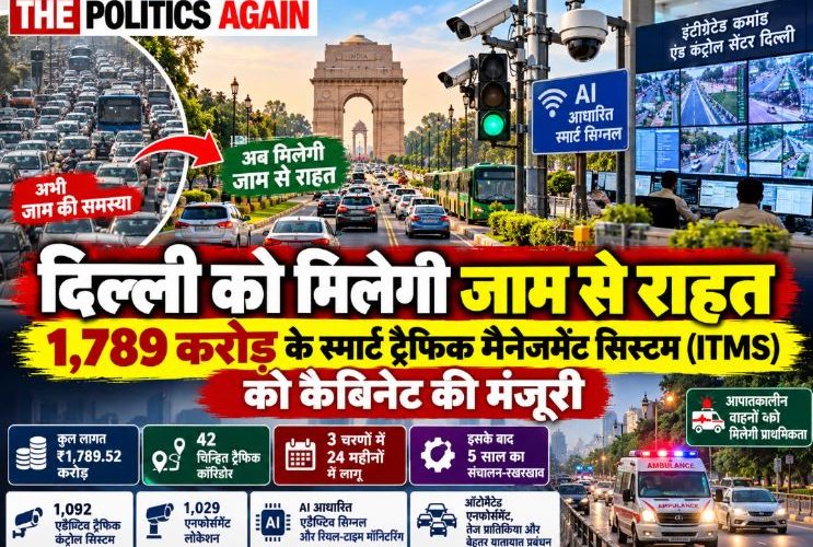 Smart city traffic control room, AI traffic cameras on signal, Delhi traffic police monitoring, intelligent traffic management system
