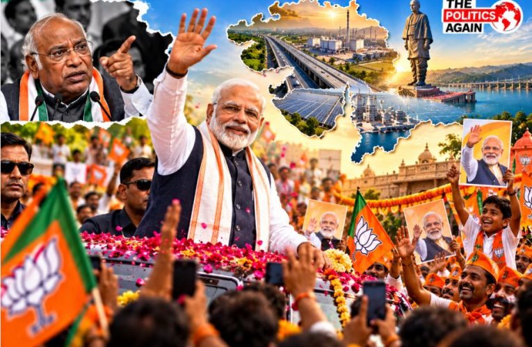 बनासकांठा में पीएम मोदी का रोडशो, समर्थकों ने लहराए 'मोदी कहीं नहीं जाएंगे' के पोस्टर, ₹14,000 करोड़ के प्रोजेक्ट्स का शिलान्यास।