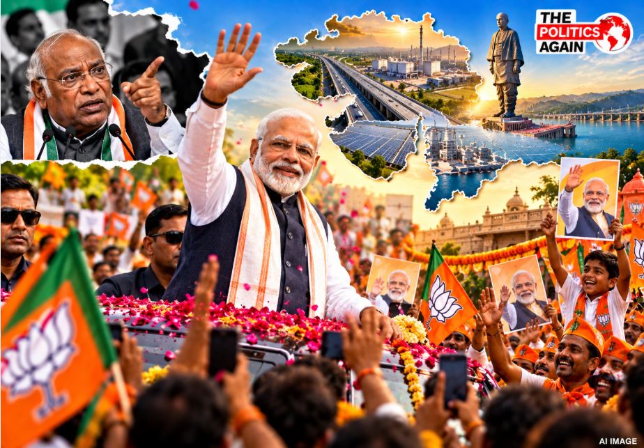 बनासकांठा में पीएम मोदी का रोडशो, समर्थकों ने लहराए 'मोदी कहीं नहीं जाएंगे' के पोस्टर, ₹14,000 करोड़ के प्रोजेक्ट्स का शिलान्यास।