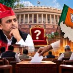 Akhilesh Yadav political rally, UP legislative assembly building Lucknow, Samajwadi party flag waving, Indian electronic voting machine, Rajya Sabha parliament India