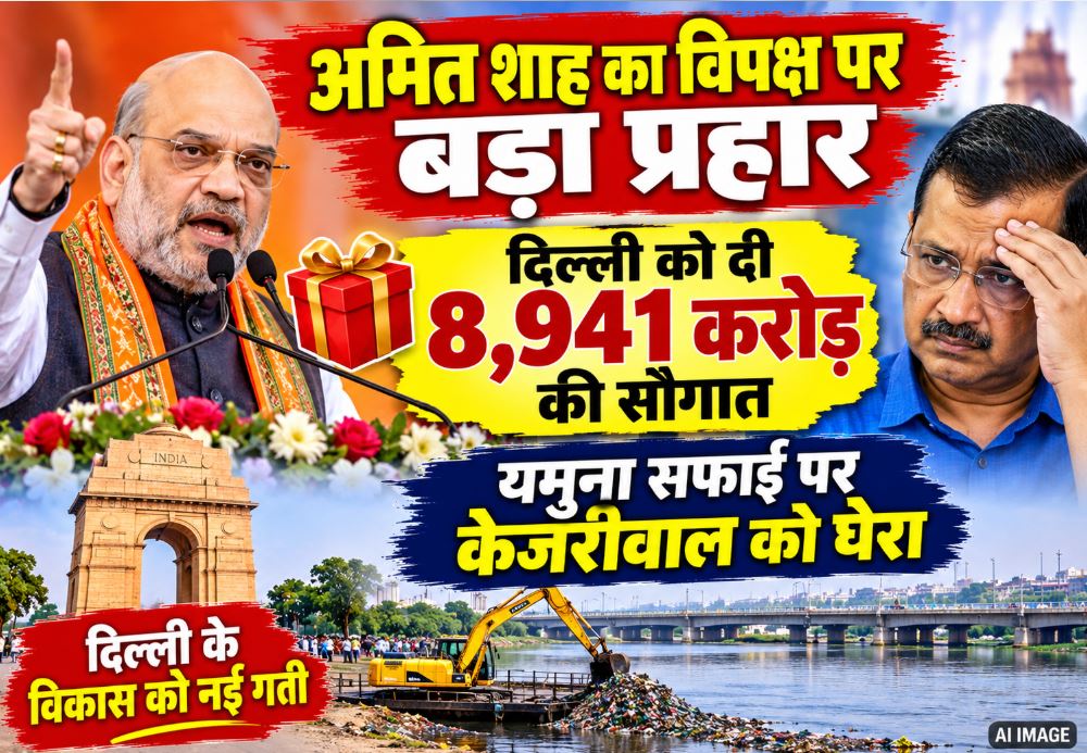 Union Home Minister Amit Shah addressing a gathering and inaugurating Delhi Jal Board projects for Yamuna cleaning