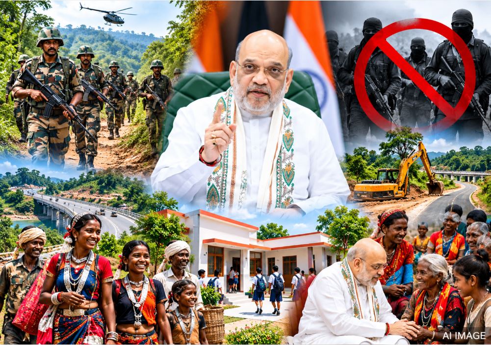 Union Home Minister Amit Shah addressing the virtual event for the distribution of artificial limbs to Naxal victims in Bastar.