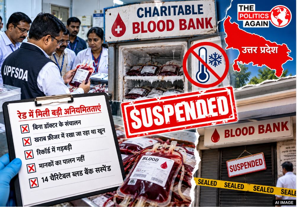 उत्तर प्रदेश में UPFSDA की ब्लड सेंटरों पर छापेमारी, खराब ब्लड सैंपल और खाली डीप फ्रीजर, 14 ब्लड बैंक सस्पेंड।