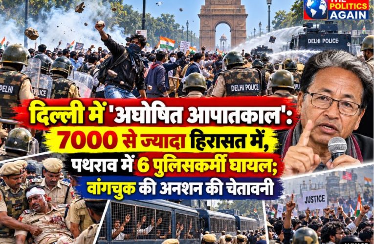 Heavy clashes between protesters and police forces on the streets of New Delhi.