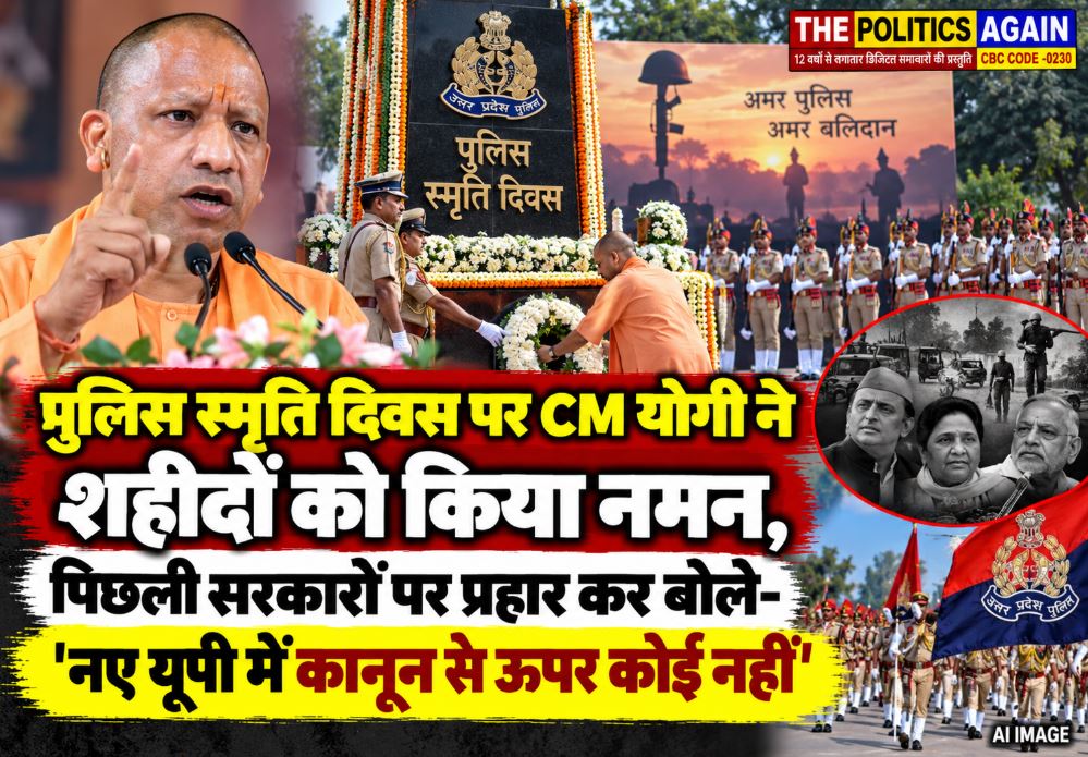 UP Chief Minister Yogi Adityanath paying tribute to martyred police personnel on Police Commemoration Day.