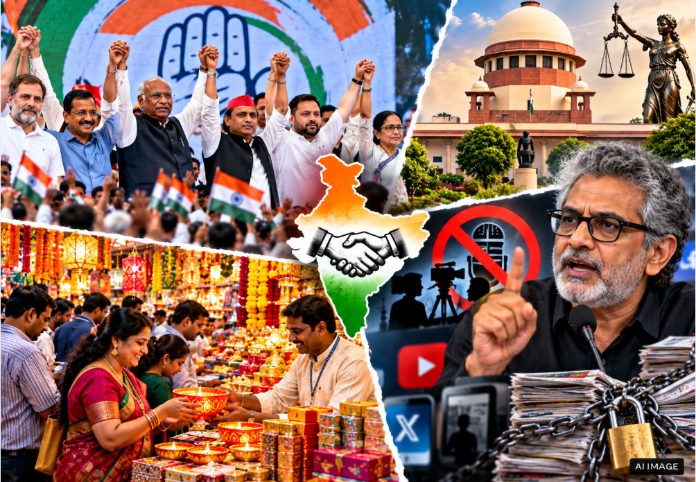 इंडिया गठबंधन की रामलीला मैदान रैली, CJP का समर्थन, CTI व्यापारियों की चिंता और सोशल मीडिया सेंसरशिप का विवाद।