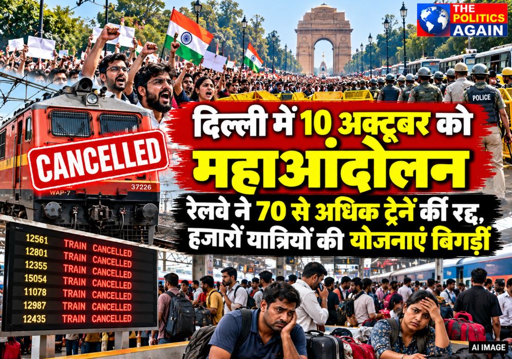 Cancelled trains and stranded passengers at railway station due to Delhi protests.
