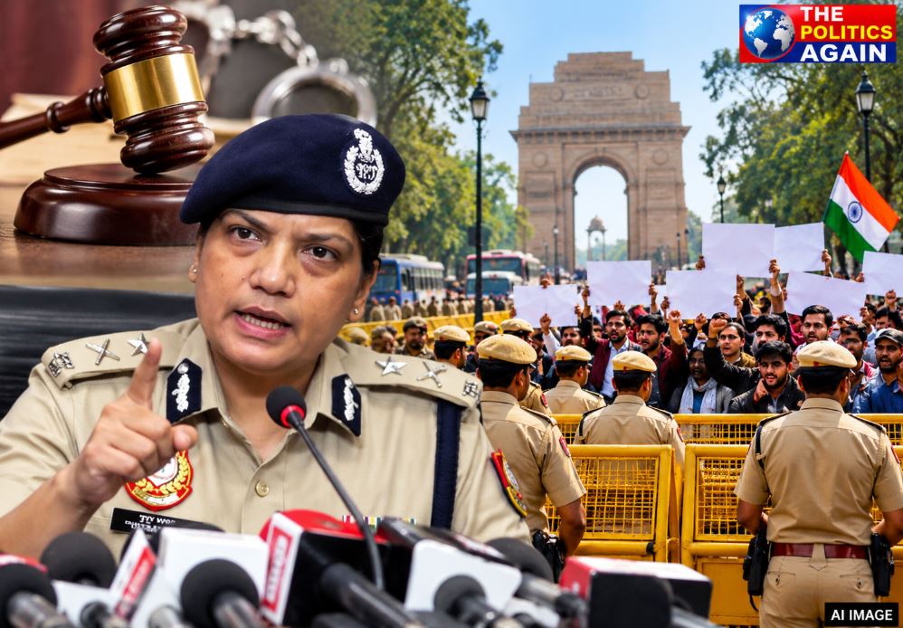 Delhi police press conference, Indian IPS officer briefing media, Delhi police security arrangements protest, Joint CP New Delhi, Indian law enforcement media address