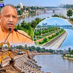 CM Yogi Adityanath distributing relief material, Indian politician aerial survey flood, Gomti river flood Lucknow, UP police rescue flood