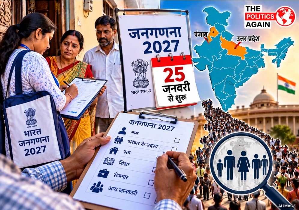 भारत की जनगणना 2027 की तारीखें घोषित, 25 जनवरी से गिनती शुरू, यूपी-पंजाब में चुनाव के कारण अभी नहीं होगी जनगणना।