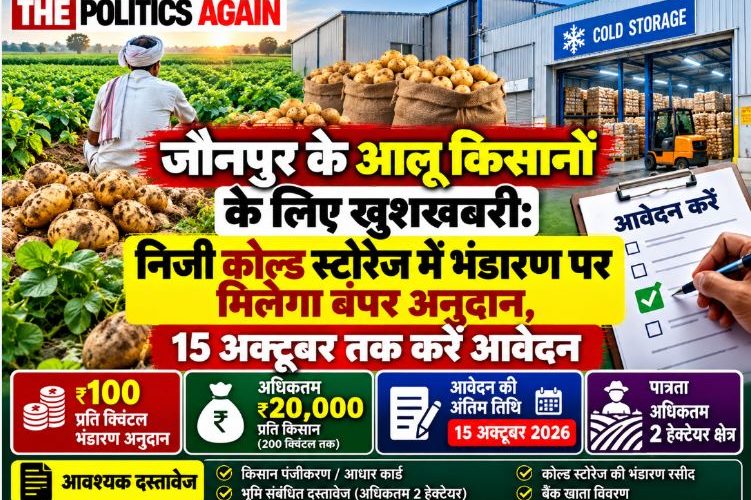 Indian potato farmer, cold storage facility India, potatoes sacks in warehouse, agriculture subsidy UP